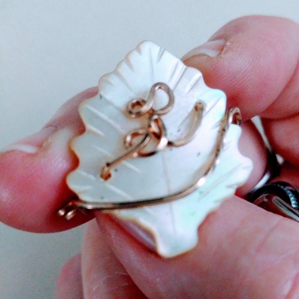 Hand Carved MOP Monogram Brooch - Picture 2 of 4